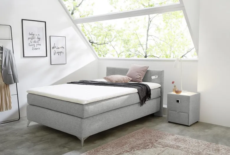 Boxspringbett grau Liegefläche B/L: ca. 100x200 cm