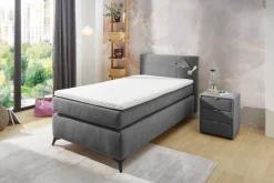 Boxspringbett grau Liegefläche B/L: ca. 100x200 cm