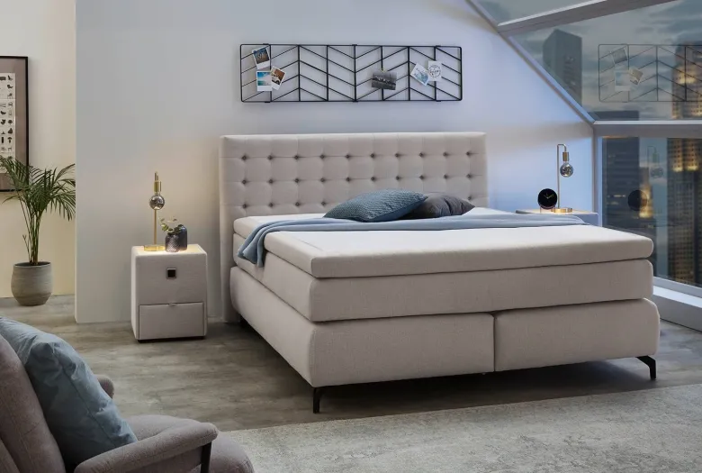 Boxspringbett hellgrau Flachgewebe Liegefläche B/L: ca. 180x200 cm