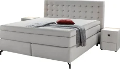 Boxspringbett hellgrau Flachgewebe Liegefläche B/L: ca. 180x200 cm
