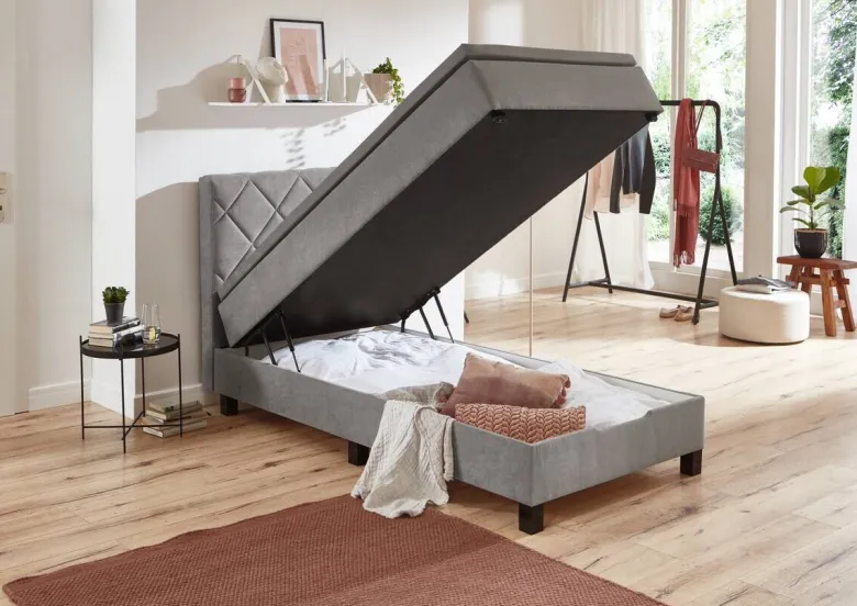 Boxspringbett Jeff silber Liegefläche B/L: ca. 100x200 cm