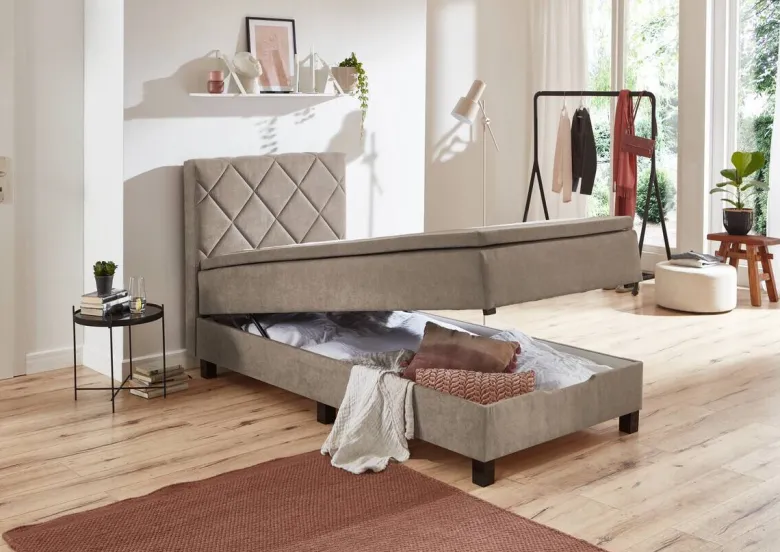 Boxspringbett Jeff taupe Liegefläche B/L: ca. 100x200 cm