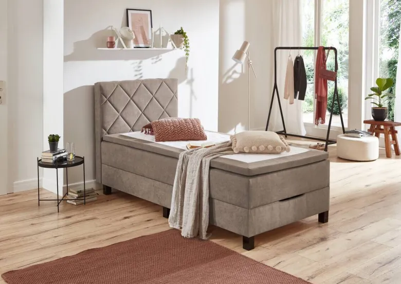 Boxspringbett Jeff taupe Liegefläche B/L: ca. 100x200 cm