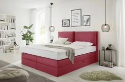Boxspringbett Lissy burgund rot Liegefläche B/L: ca. 160x200 cm