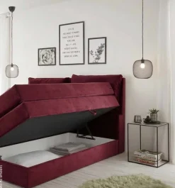 Boxspringbett Lissy burgund rot Liegefläche B/L: ca. 180x200 cm