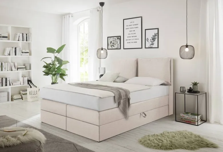 Boxspringbett Lissy creme Liegefläche B/L: ca. 140x200 cm