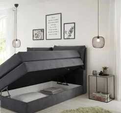 Boxspringbett Lissy graubraun Liegefläche B/L: ca. 160x200 cm