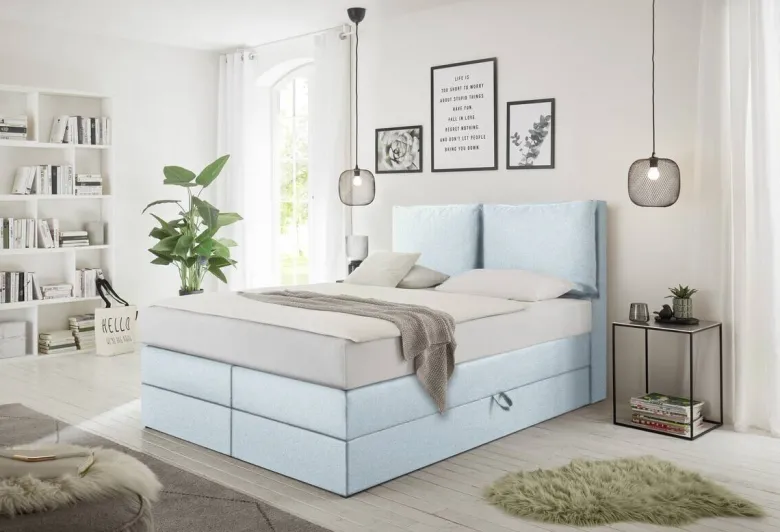 Boxspringbett Lissy hellblau Liegefläche B/L: ca. 140x200 cm