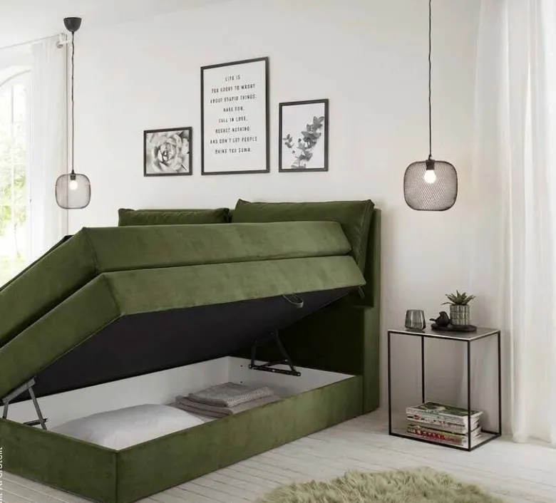Boxspringbett Lissy olive Liegefläche B/L: ca. 140x200 cm