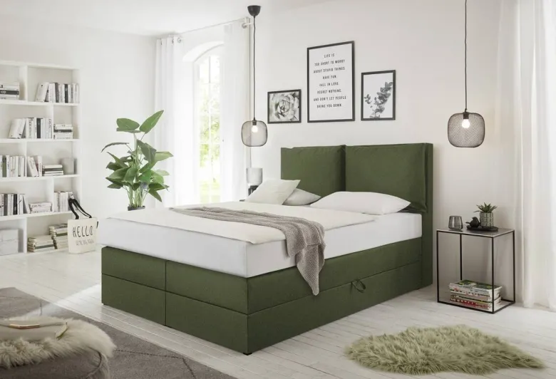 Boxspringbett Lissy olive Liegefläche B/L: ca. 140x200 cm