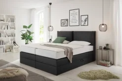 Boxspringbett Lissy schwarz Kunstleder Liegefläche B/L: ca. 160x200 cm