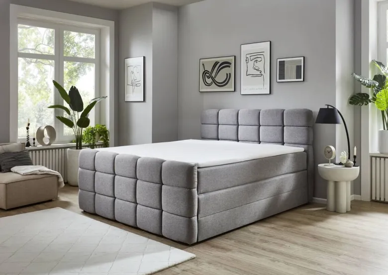 Boxspringbett Lugano hellgrau Liegefläche B/L: ca. 180x200 cm