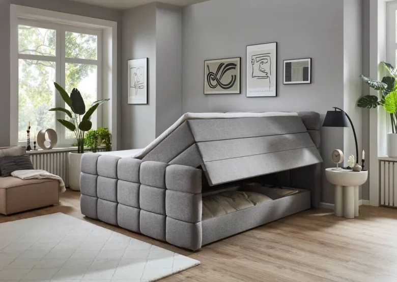 Boxspringbett Lugano hellgrau Liegefläche B/L: ca. 180x200 cm