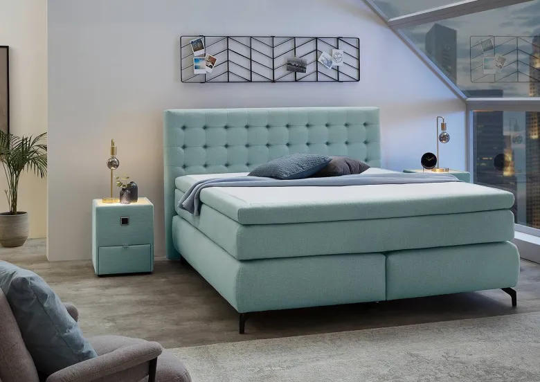 Boxspringbett türkis Flachgewebe Liegefläche B/L: ca. 180x200 cm