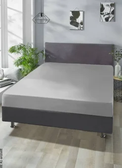 Boxspring Spannbetttuch silber Baumwolle B/L: ca. 180x200 cm