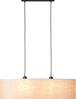 Brilliant Pendelleuchte Romm 99492/76 natur schwarz Holz Metall B/H/T: ca. 78x120x22 cm E27 2 Brennstellen