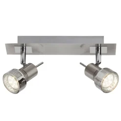 Brilliant Spotbalken Kassandra G34729/77 nickel Chrom Metall B/H/T: ca. 30,5x15x6,5 cm 2 Brennstellen