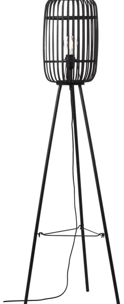 Brilliant Stehlampe Woodrow 94977/76 natur schwarz Holz Metall B/H/T: ca. 45x130x45 cm E27 1 Brennstellen