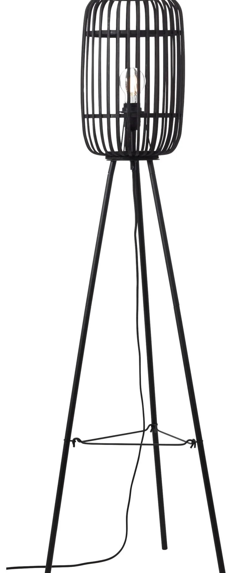 Brilliant Stehlampe Woodrow 94977/76 natur schwarz Holz Metall B/H/T: ca. 45x130x45 cm E27 1 Brennstellen