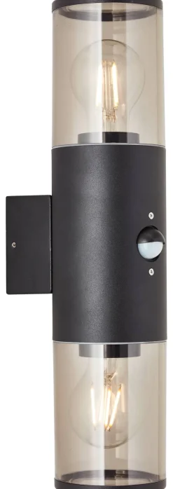 Brilliant Wandleuchte Sergioro 96474/63 schwarz Aluminium Kunststoff B/H/T: ca. 9x33,2x12,5 cm E27 2 Brennstellen