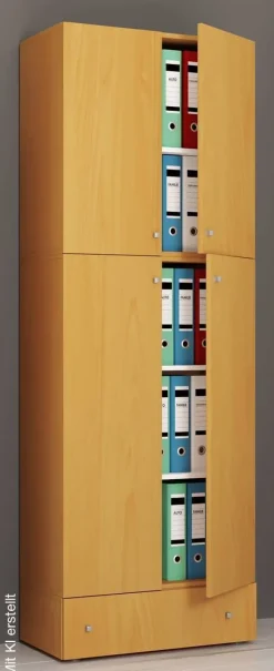 Büroschrank Lona buche Nachbildung weiß B/H/T: ca. 70x200x39 cm