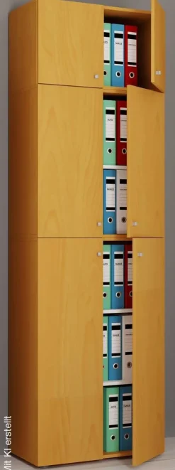 Büroschrank Lona buche Nachbildung weiß B/H/T: ca. 70x223x39 cm