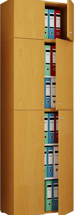 Büroschrank Lona buche Nachbildung weiß B/H/T: ca. 70x223x39 cm