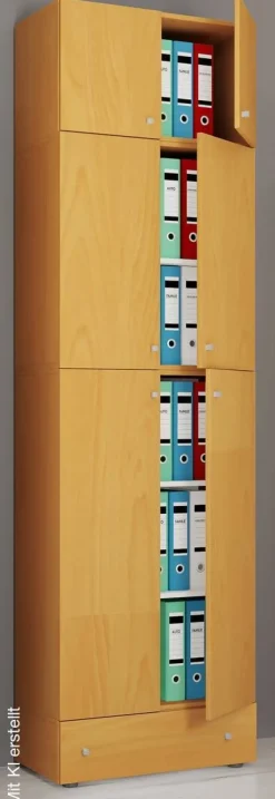 Büroschrank Lona buche Nachbildung weiß B/H/T: ca. 70x240x39 cm