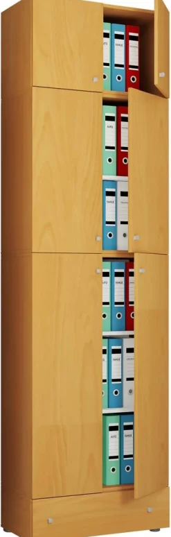 Büroschrank Lona buche Nachbildung weiß B/H/T: ca. 70x240x39 cm
