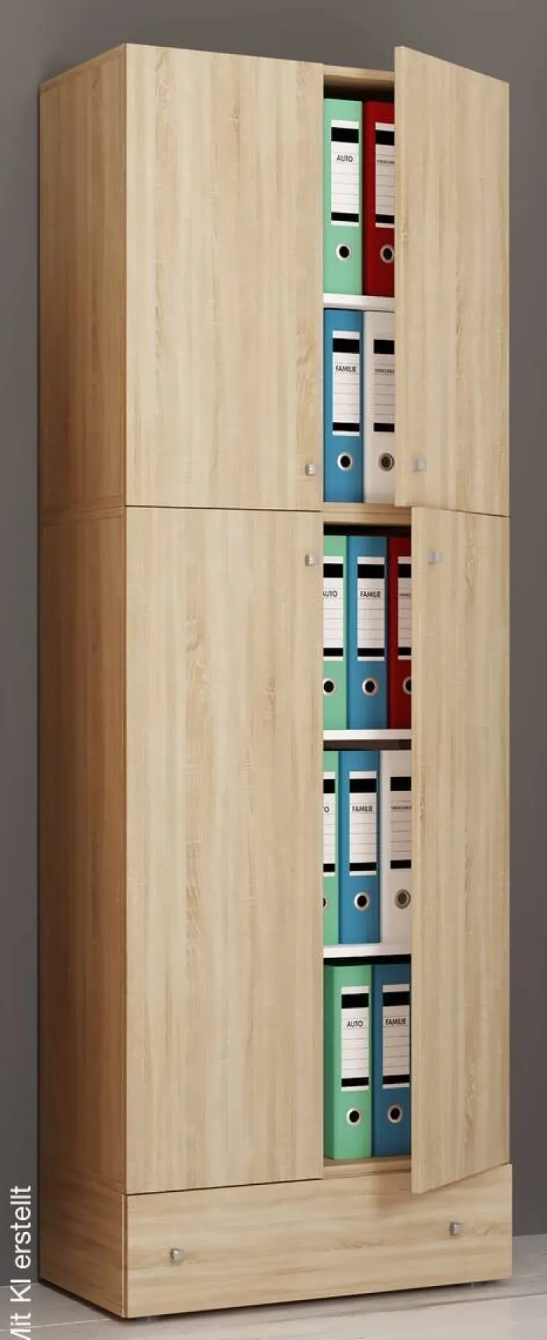 Büroschrank Lona Eiche Sonoma Nachbildung weiß B/H/T: ca. 70x200x39 cm