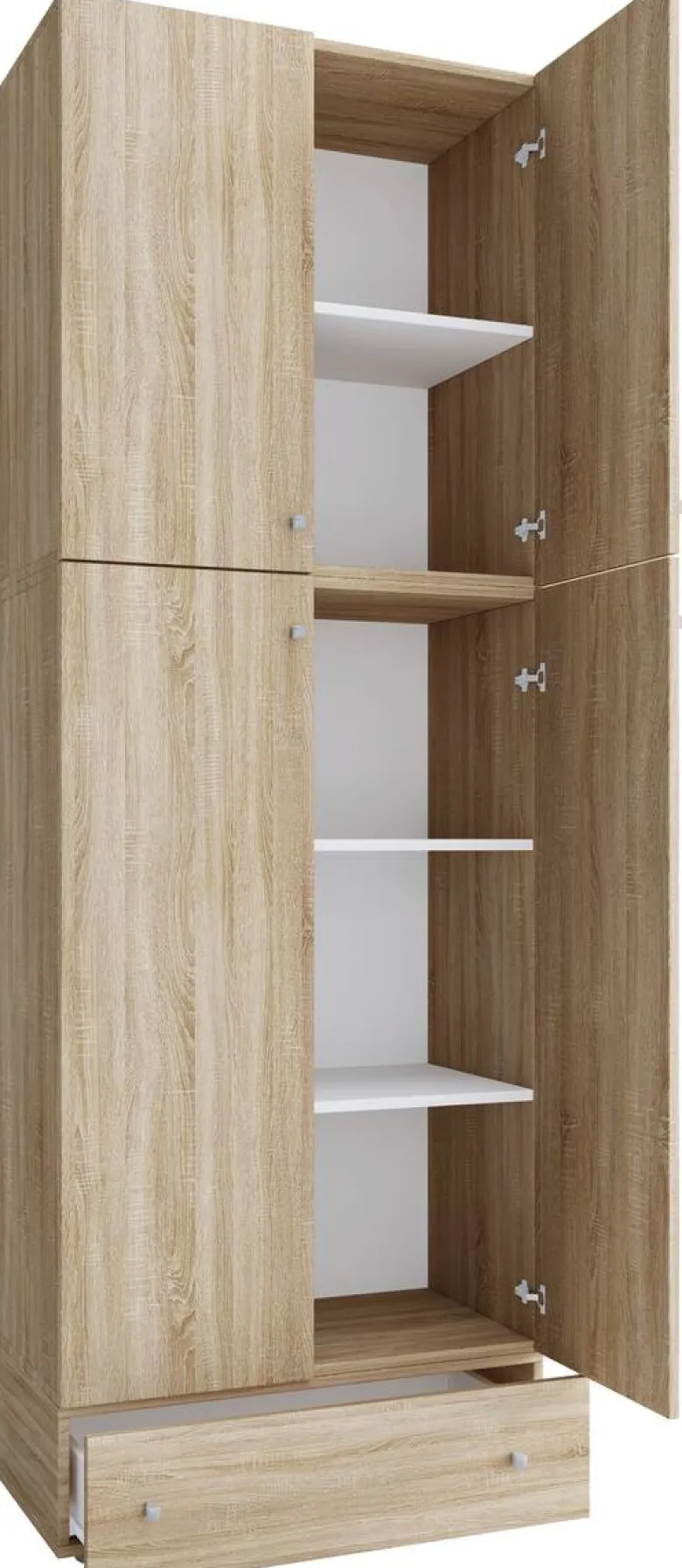 Büroschrank Lona Eiche Sonoma Nachbildung weiß B/H/T: ca. 70x200x39 cm