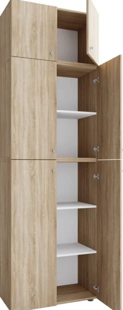 Büroschrank Lona Eiche Sonoma Nachbildung weiß B/H/T: ca. 70x223x39 cm
