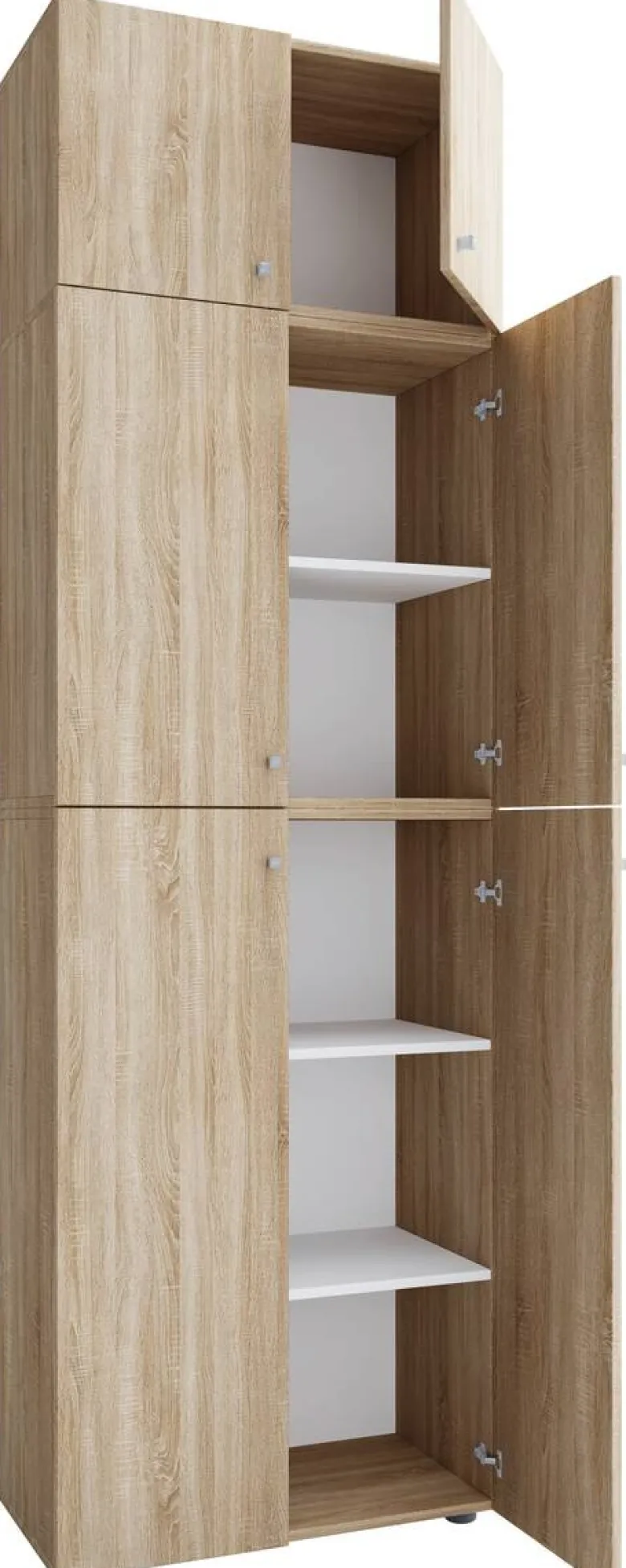 Büroschrank Lona Eiche Sonoma Nachbildung weiß B/H/T: ca. 70x223x39 cm