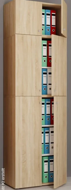 Büroschrank Lona Eiche Sonoma Nachbildung weiß B/H/T: ca. 70x223x39 cm