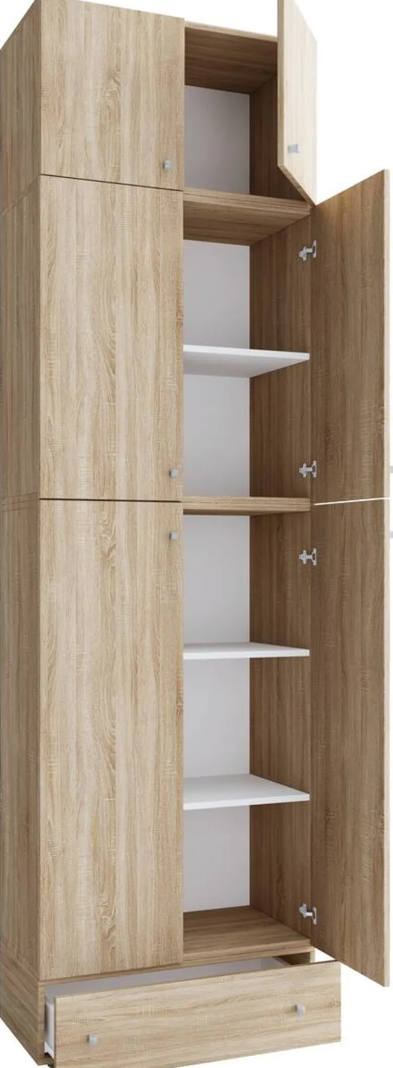 Büroschrank Lona Eiche Sonoma Nachbildung weiß B/H/T: ca. 70x240x39 cm