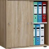 Büroschrank Lona L mit Schiebetüren Eiche Sonoma Nachbildung weiß B/H/T: ca. 70x74x37 cm