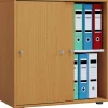Büroschrank Lona L mit Schiebetüren buche Nachbildung weiß B/H/T: ca. 70x74x37 cm