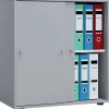 Büroschrank Lona L mit Schiebetüren grau weiß B/H/T: ca. 70x74x37 cm