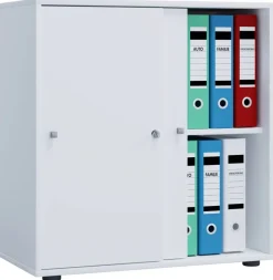 Büroschrank Lona L mit Schiebetüren weiß B/H/T: ca. 70x74x37 cm