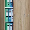 Büroschrank Lona XL mit Schiebetüren Eiche Sonoma Nachbildung weiß B/H/T: ca. 70x110x37 cm