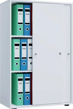 Büroschrank Lona XL mit Schiebetüren weiß B/H/T: ca. 70x110x37 cm