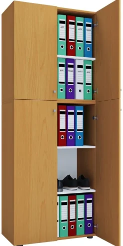Büroschrank Lona XXL buche Nachbildung weiß B/H/T: ca. 70x183x39 cm