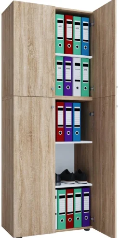 Büroschrank Lona XXL Eiche Sonoma Nachbildung weiß B/H/T: ca. 70x183x39 cm