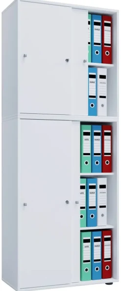 Büroschrank Lona XXL mit Schiebetüren weiß B/H/T: ca. 70x184x37 cm