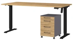 Büro-Sets 9750-582 Eiche Grand-Son Nachbildung Graphit schwarz B/H/T: ca. 217x119x80 cm