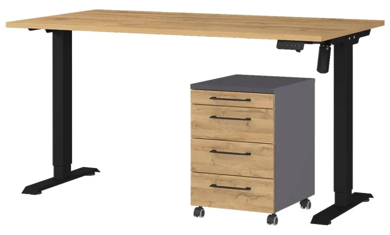 Büro-Sets 9749-582 Eiche Grand-Son Nachbildung Graphit schwarz B/H/T: ca. 197x119x80 cm