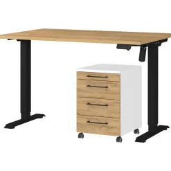 Büro-Sets 9748-559 Eiche Grand-Son Nachbildung weiß schwarz B/H/T: ca. 177x119x80 cm