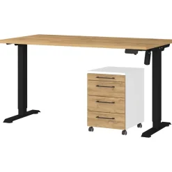Büro-Sets 9749-559 Eiche Grand-Son Nachbildung weiß schwarz B/H/T: ca. 197x119x80 cm