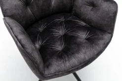 byLIVING Sessel SARINA 2er-Set anthrazit Vintage Samt Metall B/H/T: ca. 59,5x89x62 cm