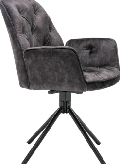 byLIVING Sessel SARINA 2er-Set anthrazit Vintage Samt Metall B/H/T: ca. 59,5x89x62 cm